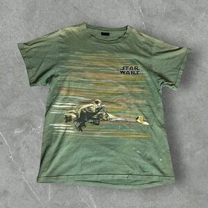Vintage Star Wars Shirt Mens Large Green 90s Speeder Bike Return Of The Jedi AOP
